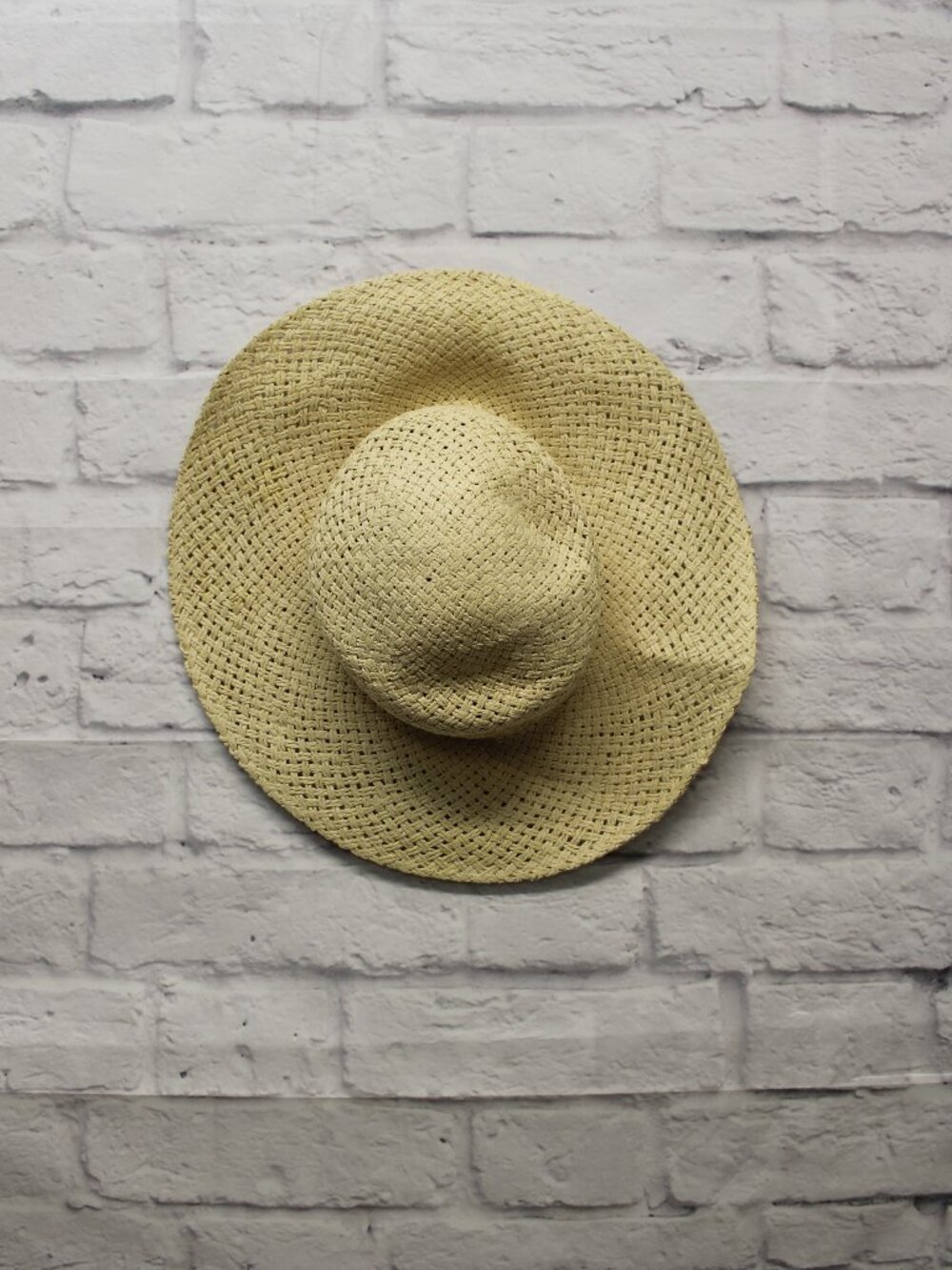 Beige Woven Straw Sun Hat Classic Floppy Wide Brim Summer Beach Travel Pool